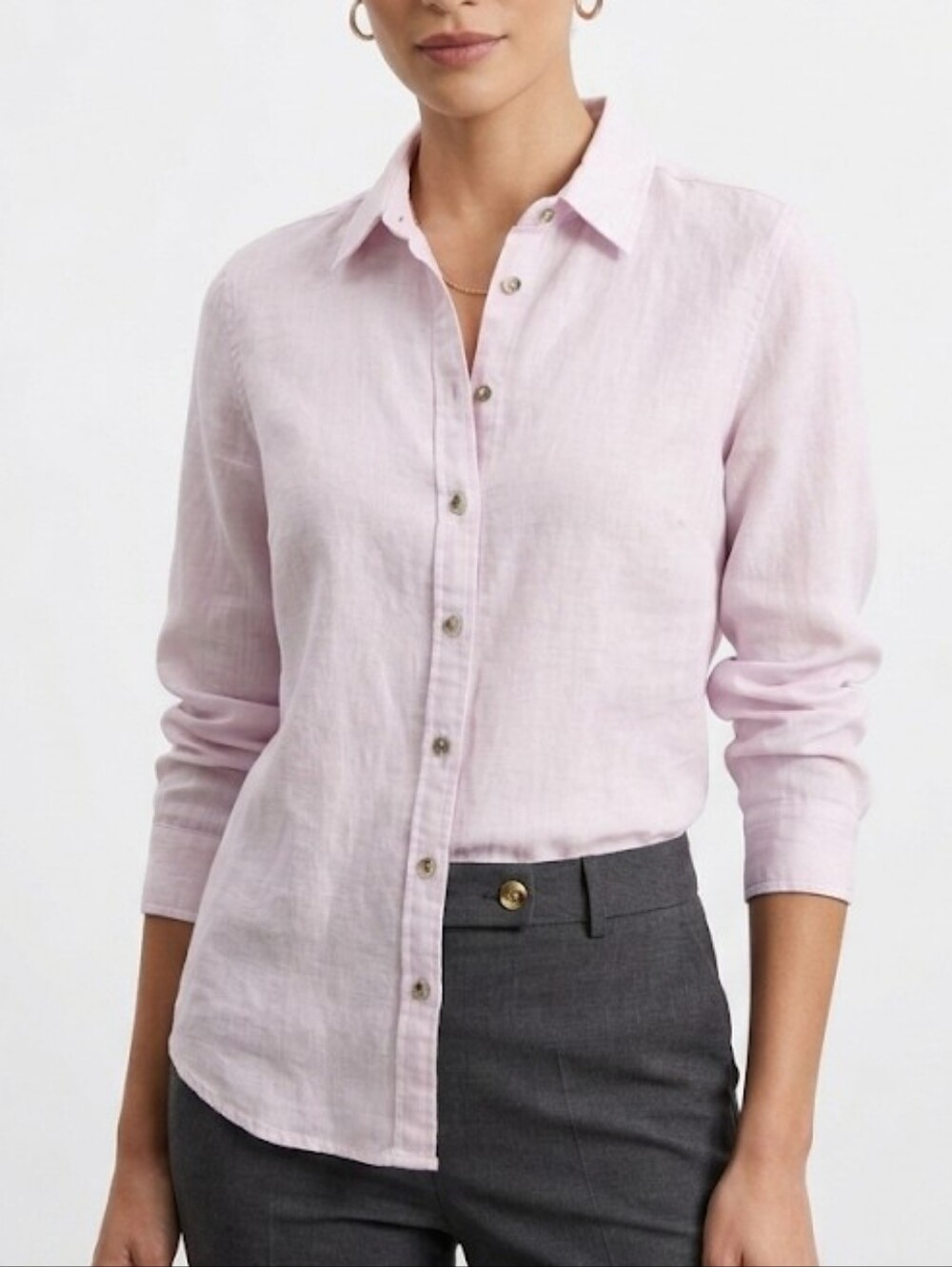 Joie Light Pink Linen Button-Down Shirt